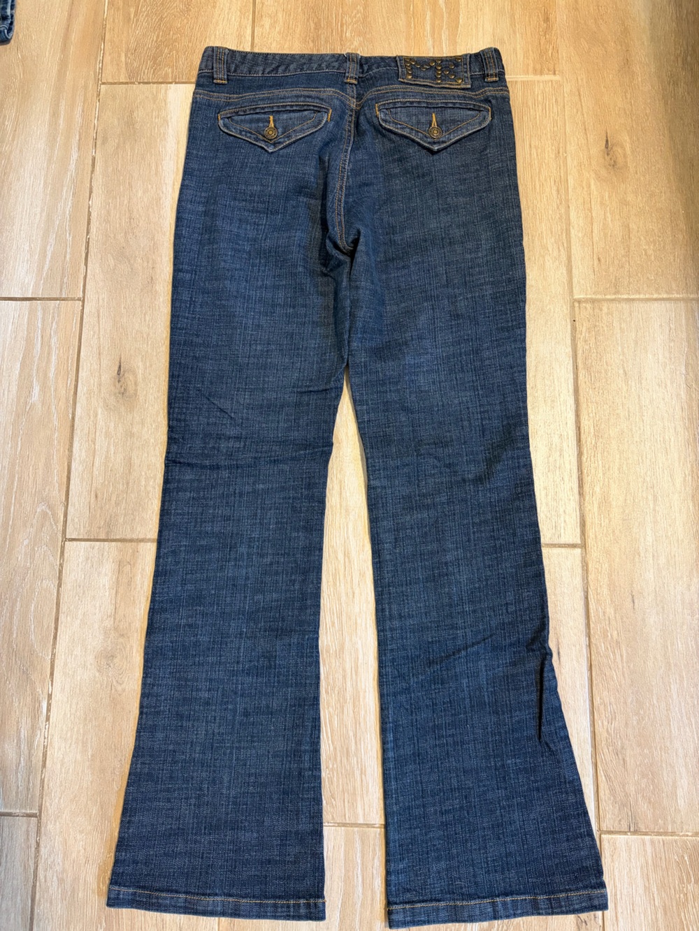 Michael Kors Dark Blue Flare Jeans with Studded Pockets - Picture 2 of 5